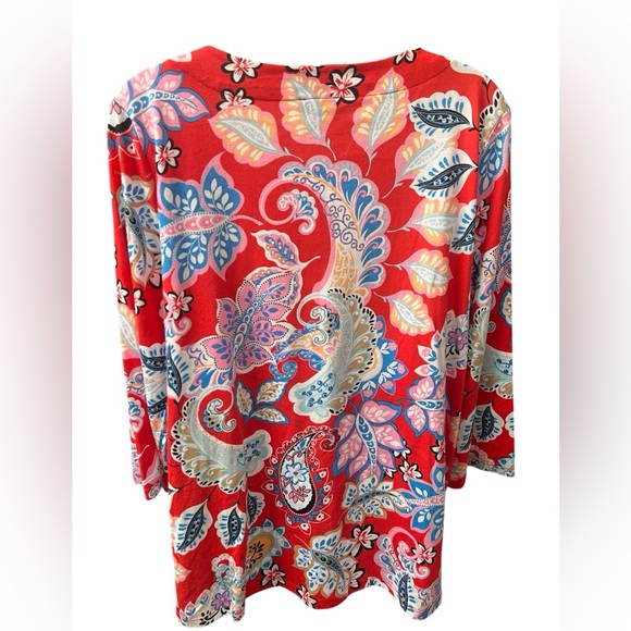 Talbots Large Petite Boho Paisley Top – Pima Cotton & Modal Blend - Picture 6 of 9